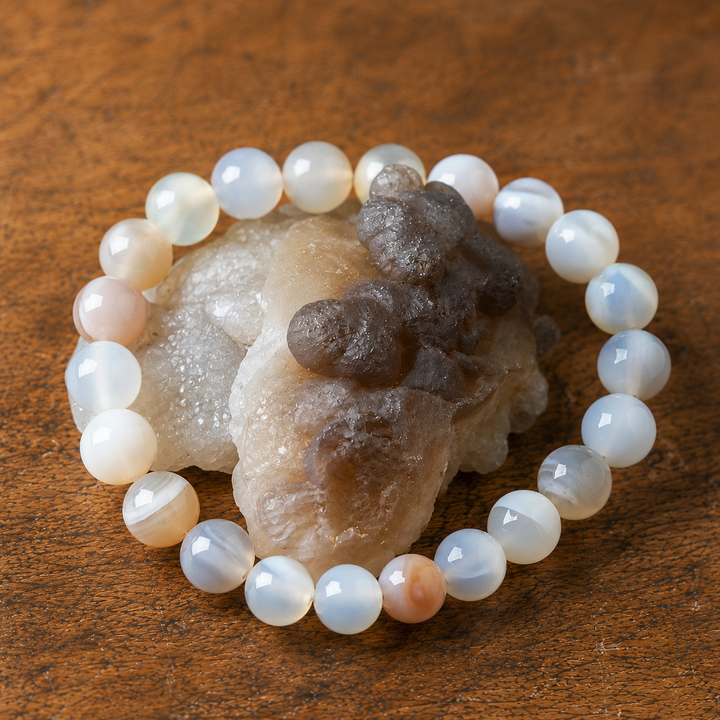 Turquoise bracelet on wrist for calm and protection