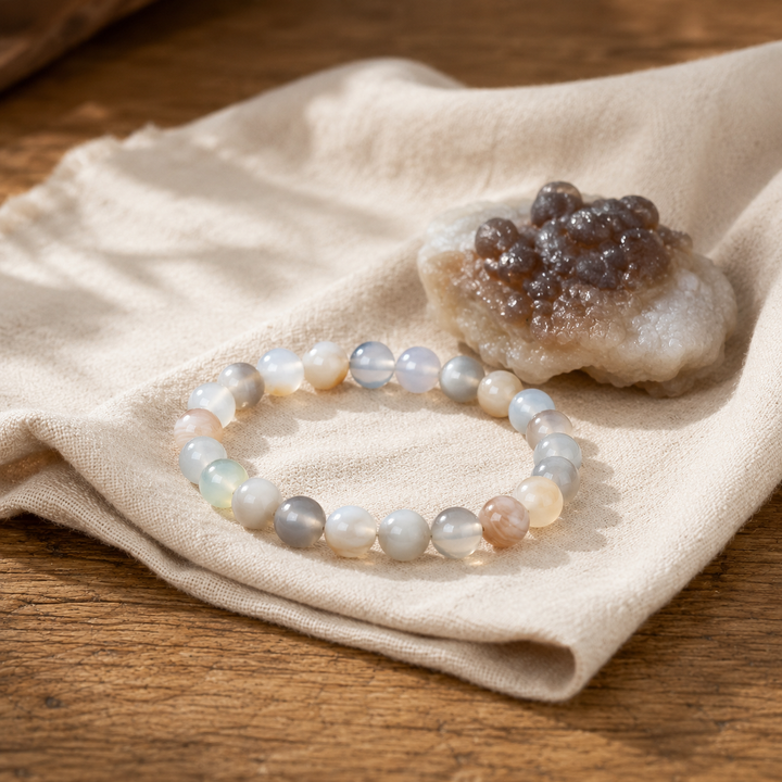 Turquoise bracelet stacked as a complete healing crystal set