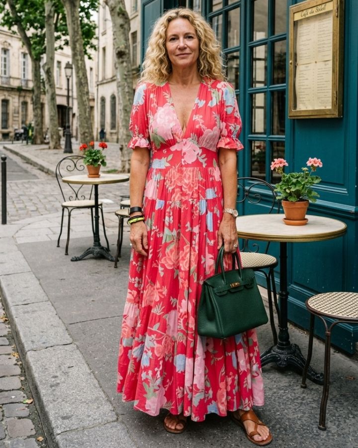 Vera™ - Elegant Floral V-neck Dress