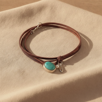 Agnese™ - Leather Choker with Turquoise
