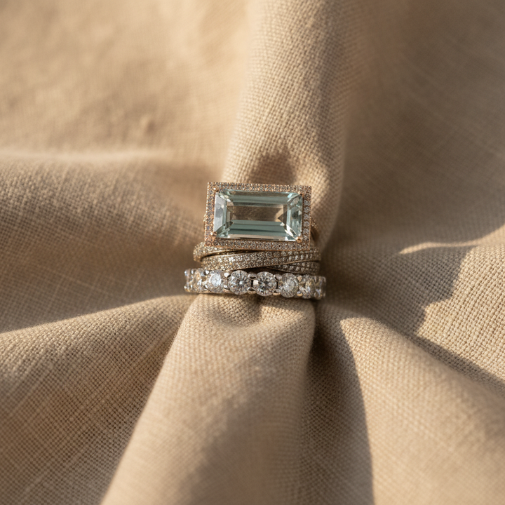 Lorenza™ - Set of 3 Art Deco Rings Aquamarine