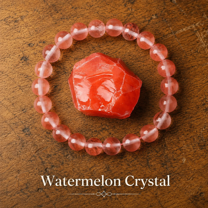 Genuine watermelon tourmaline healing bracelet - pink and green crystal beaded stretch bracelet