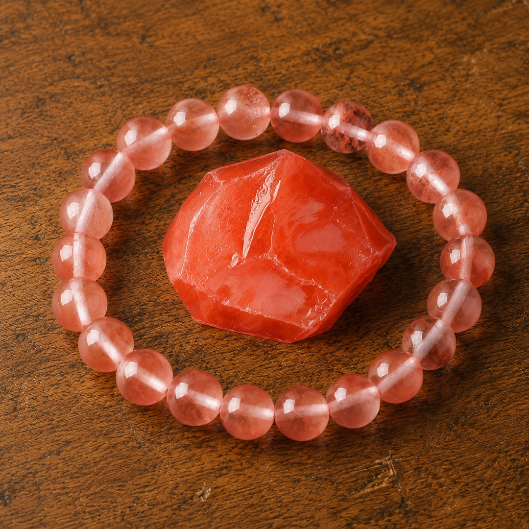 Watermelon tourmaline bracelet on wrist for emotional balance