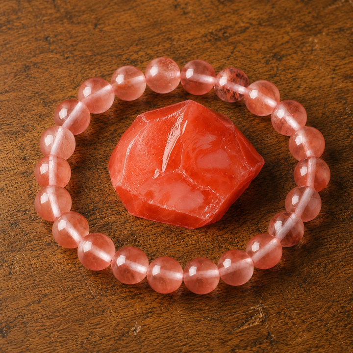 Watermelon tourmaline bracelet on wrist for emotional balance