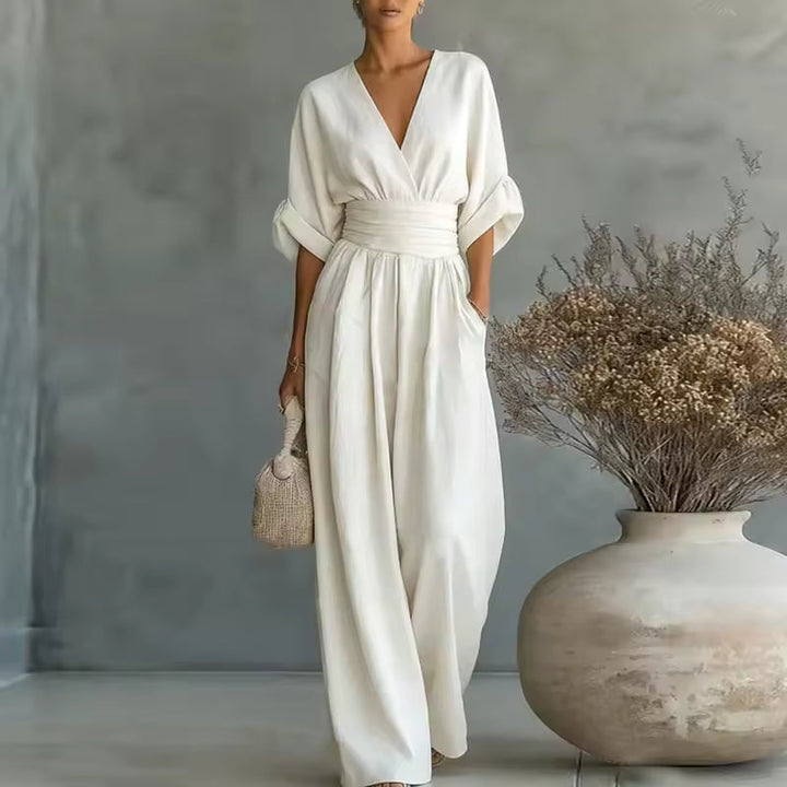 Madeleine™ - Deep V-Neck Wide-Leg Jumpsuit