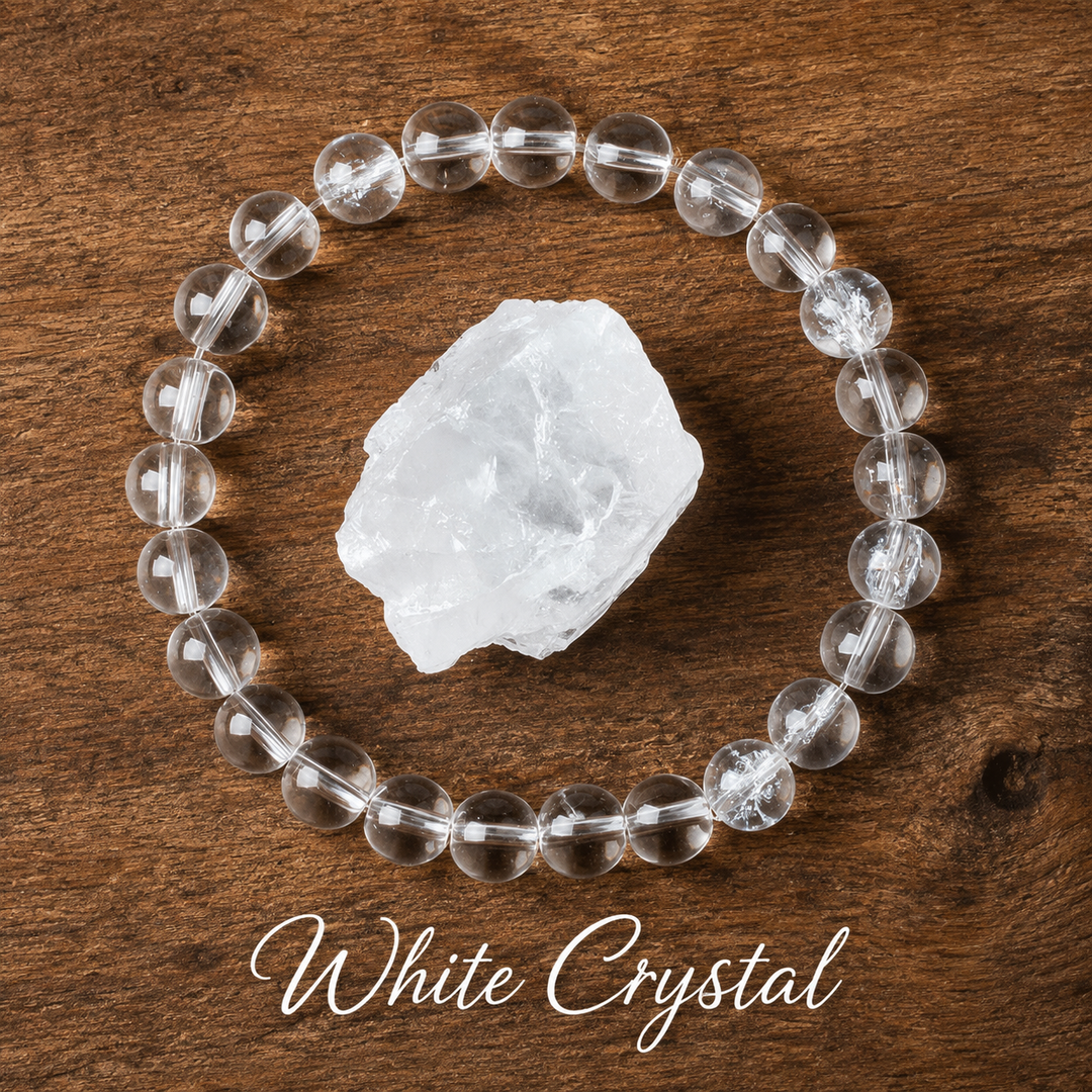 Genuine natural clear quartz healing bracelet - crystal beaded stretch bracelet