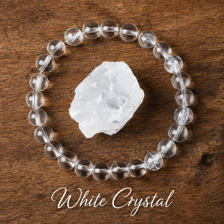 Genuine natural clear quartz healing bracelet - crystal beaded stretch bracelet
