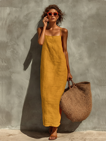 Valentina™ - Square Neck Spaghetti Strap Dress
