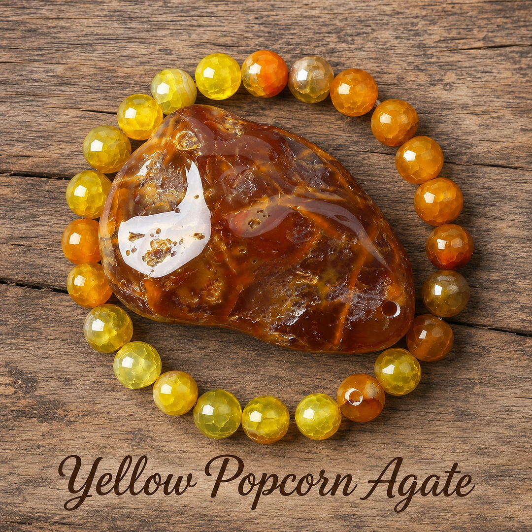 Genuine natural yellow agate healing bracelet - yellow crystal beaded stretch bracelet