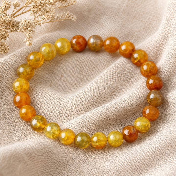 Yellow agate bracelet stacked as a complete healing crystal set
