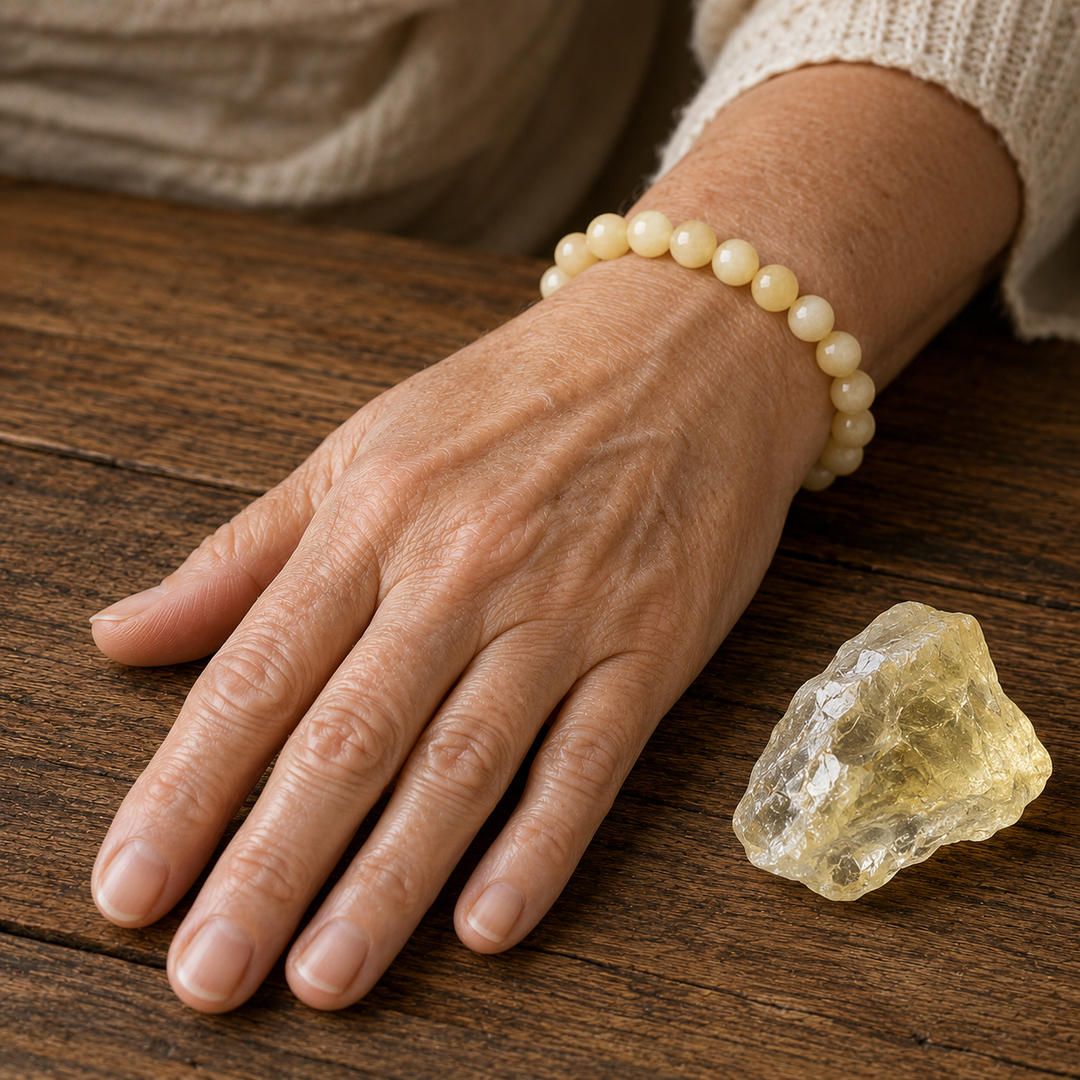 Citrine quartz beaded bracelet - abundance healing crystal jewelry