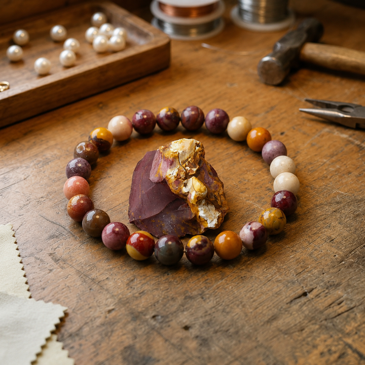 Close-up of natural yellow jade gemstone healing beads