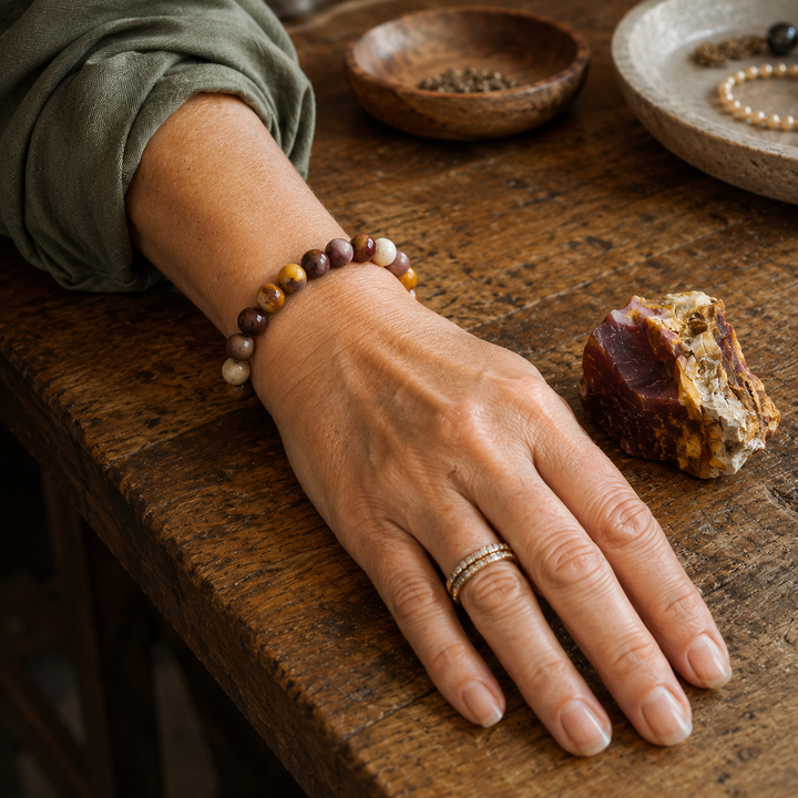 Yellow jade beaded bracelet - energizing healing crystal jewelry