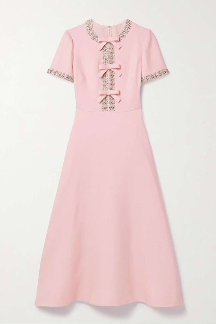 Estelle™ - Bow with Crystal Embellished Midi Dress