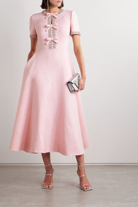 Estelle™ - Bow with Crystal Embellished Midi Dress